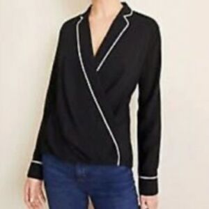 Ann Taylor Black And White Wrap Top